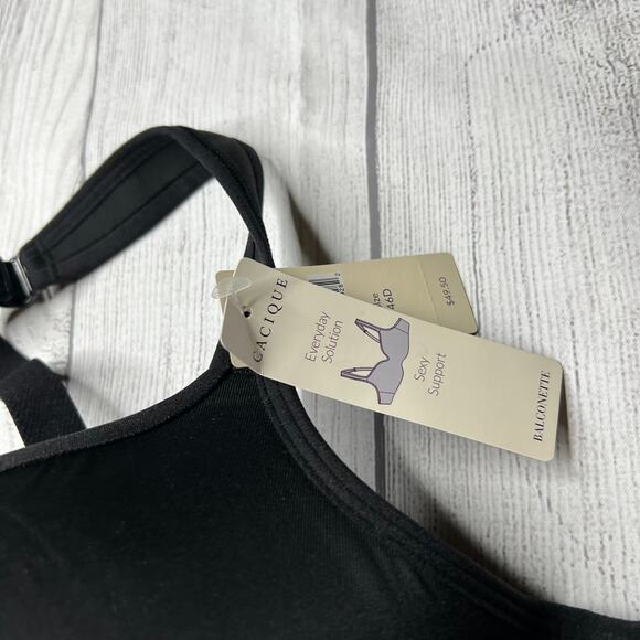 Cacique Balconette Everyday Solution Sexy Support Black Lace Bra Size 46D NWT - Picture 4 of 9